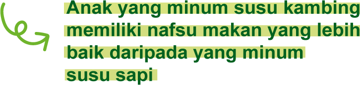 Anak yang minum susu kambing memiliki nafsu makan yang lebih baik daripada yang minum susu sapi