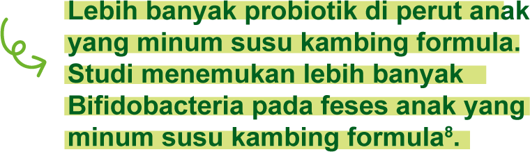 Lebih banyak probiotik di perut anak yang minum susu kambing formula. Studi menemukan lebih banyak Bifidobacteria pada feses anak yang minum susu kambing formula