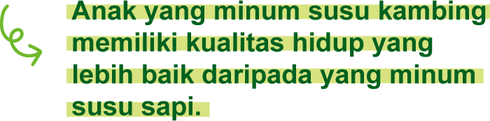 Anak yang minum susu kambing memiliki kualitas hidup yang lebih baik daripada yang minum susu sapi.